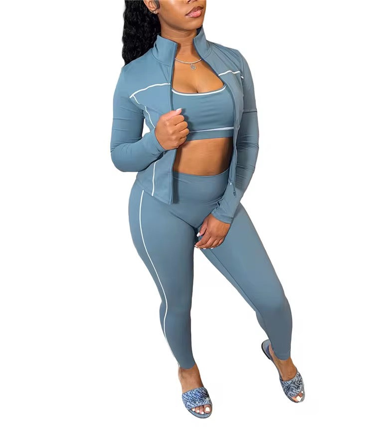 Three piece fashion tracksuit set