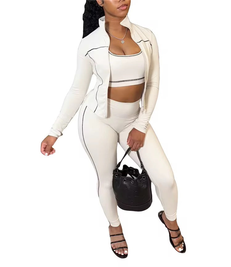 Three piece fashion tracksuit set