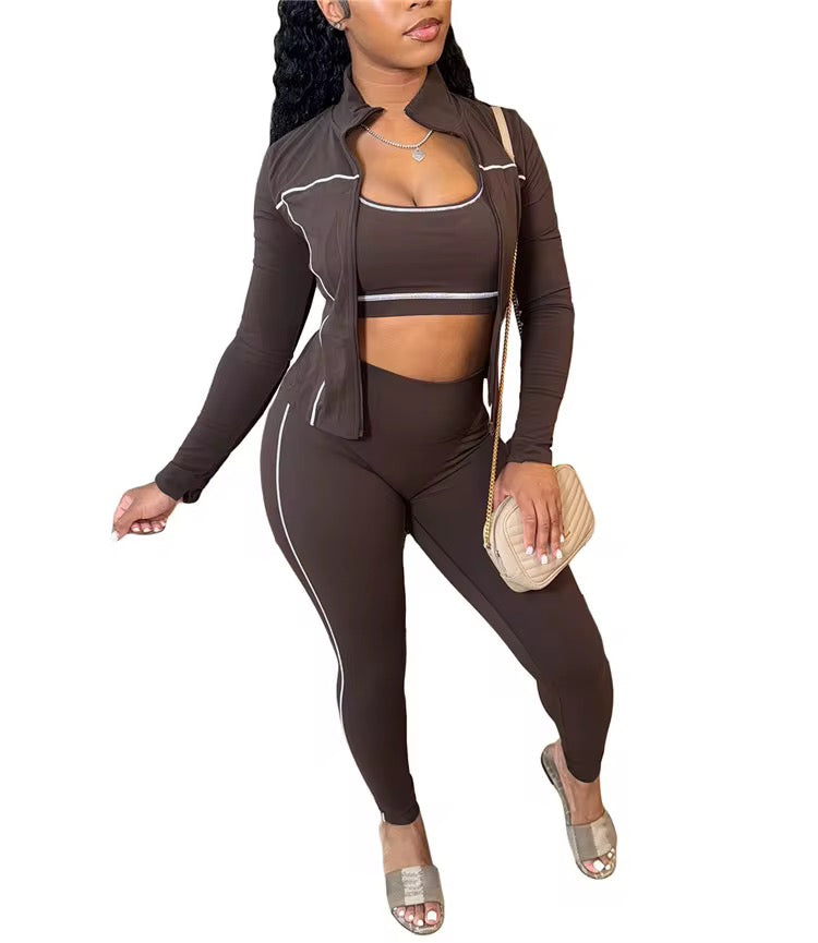 Three piece fashion tracksuit set