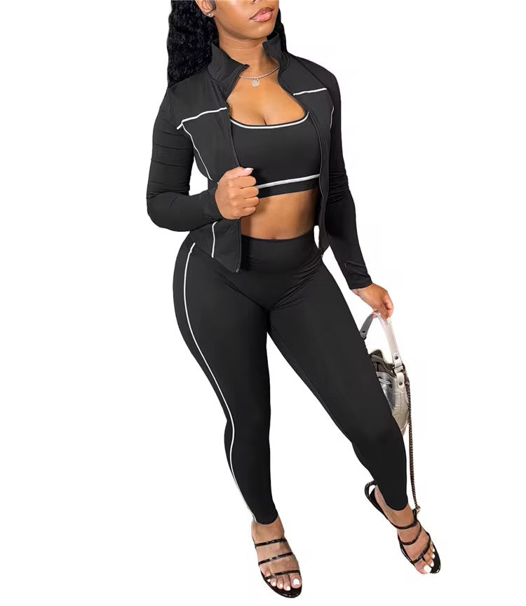 Three piece fashion tracksuit set