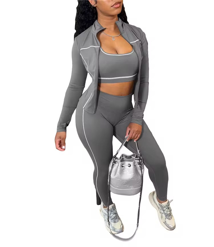 Three piece fashion tracksuit set