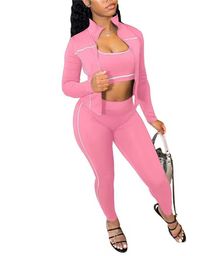 Three piece fashion tracksuit set